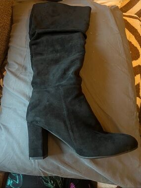 High End Custom Classic Black Suede High Heel Knee Boot - Women